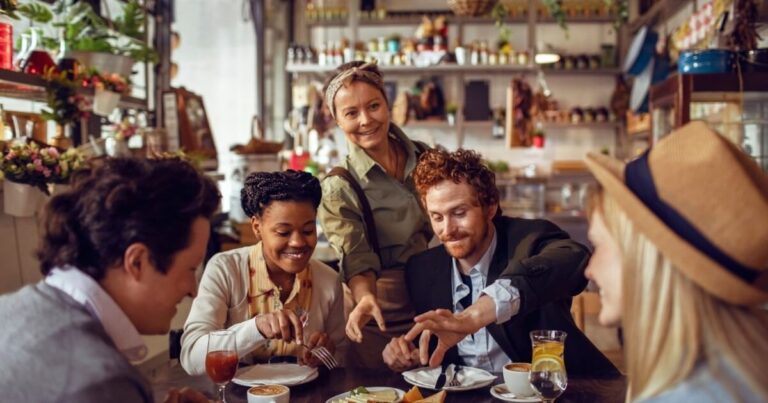 people eating at a restaurant